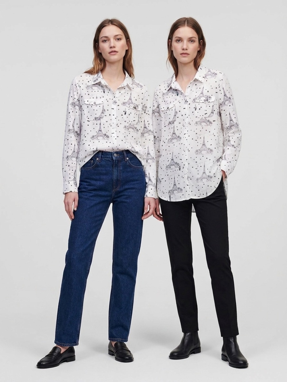 Karl lagerfield - Eiffel Tower inspired black and white shirt